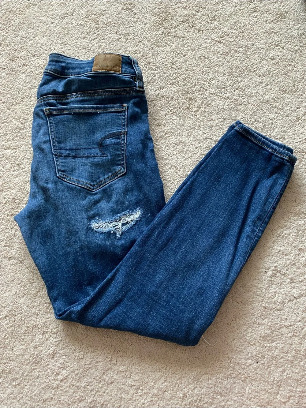 American Eagle Outfitters Dark Blue Distressed Skinny Jeans - Picture 7 of 7